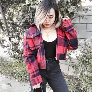 Forever 21 Cropped Plaid Jacket